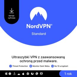 Oprogramowanie NordVPN Standard 6 URZĄDZEŃ 1 ROK Kod aktywacyjny 