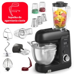 Robot kuchenny planetarny TEFAL Bake Partner Pro QB5458F0 1100W z maszynką do mięsa blenderem kielichowym i szatkownicą 